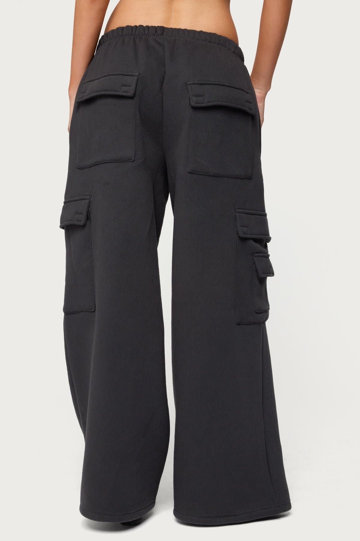 Petite Wide Leg Cargo Sweatpants 100% Cotton