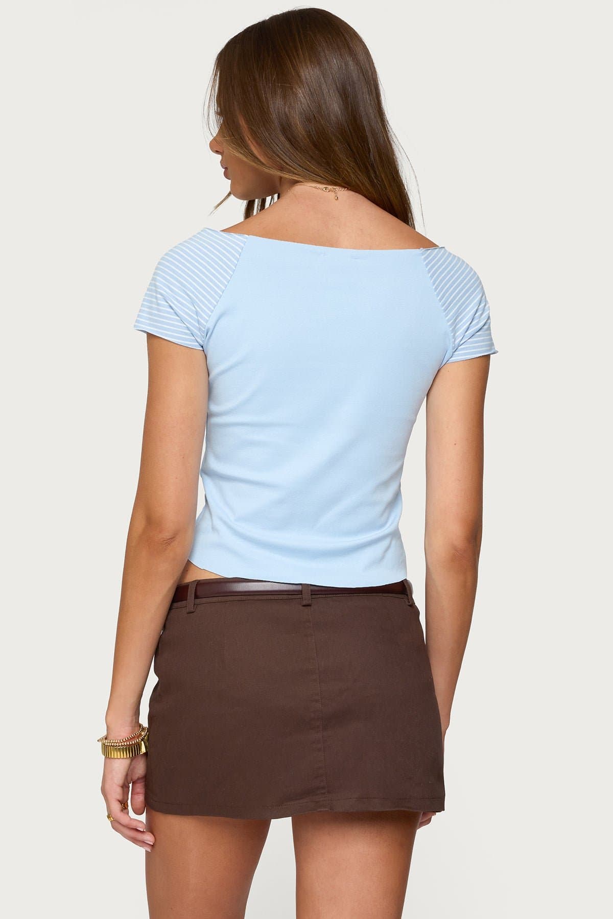 Marina Raglan Striped T-Shirt - Boat Neck Cotton Spandex