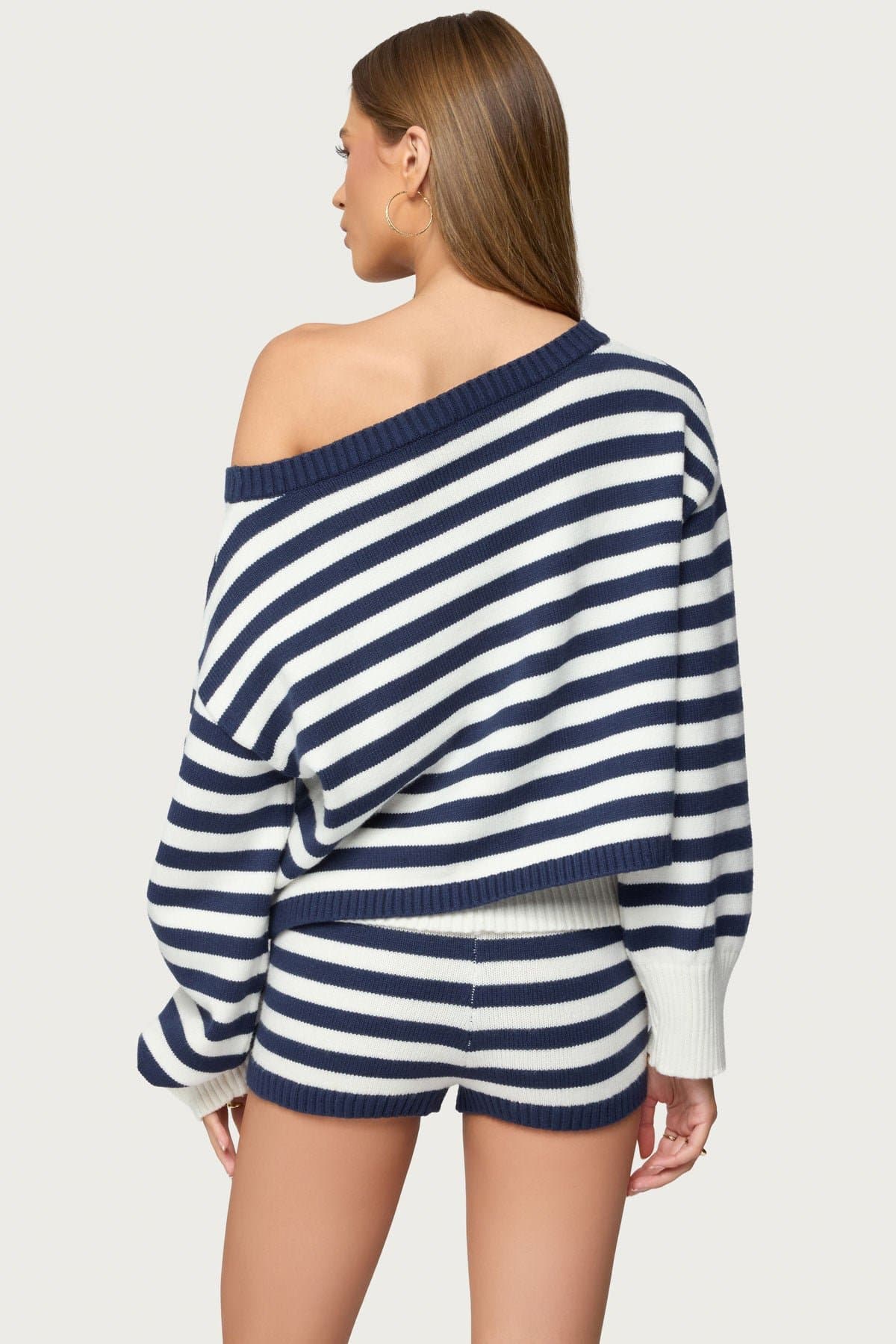 Saphi Striped Oversized Knit Sweater with Contrast Cuffs