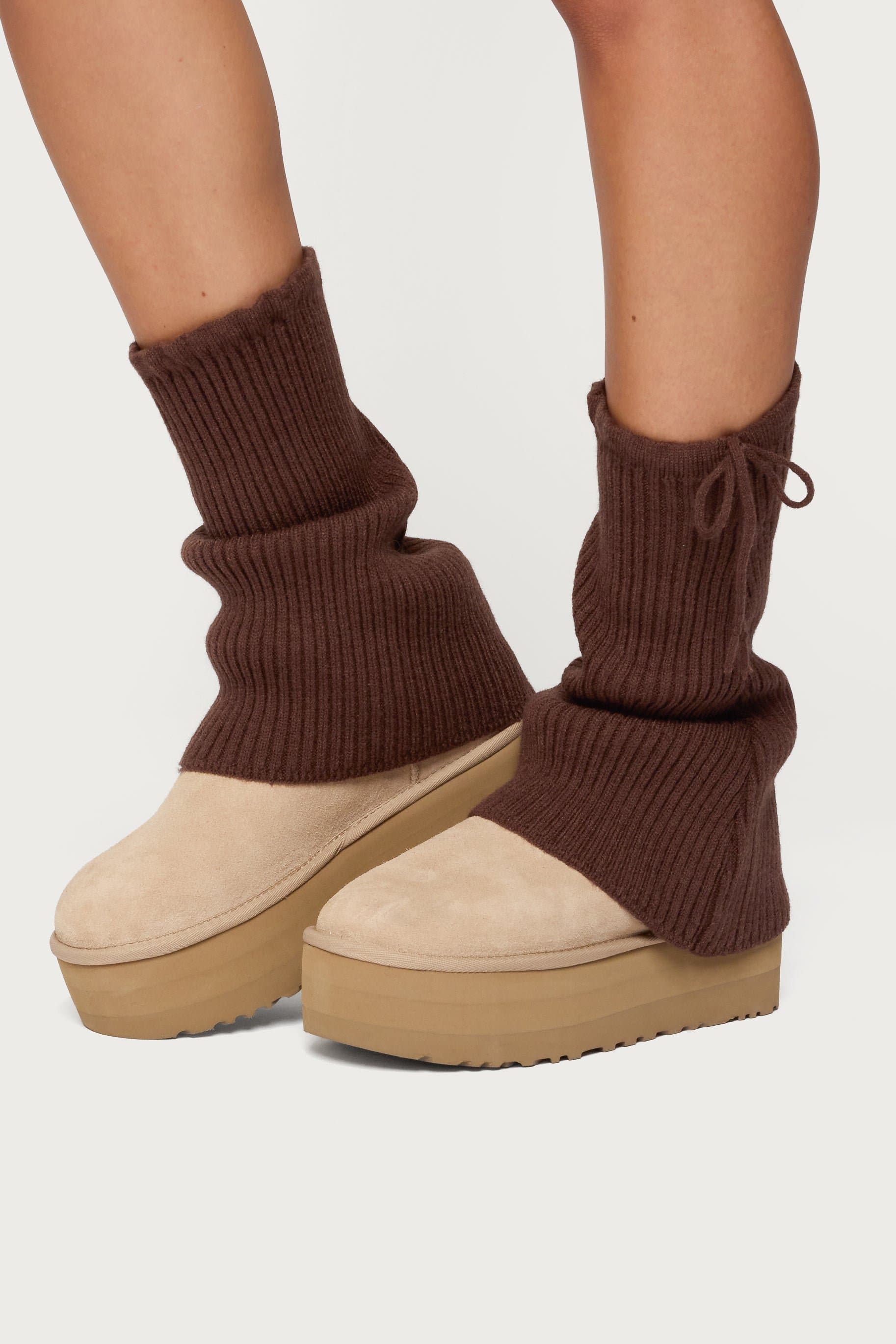 So Cozy Knit Leg Warmers with Tie Detail Acrylic Polyester Nylon 12.2in Length