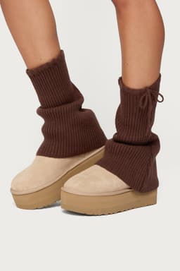 So Cozy Knit Leg Warmers with Tie Detail Acrylic Polyester Nylon 12.2in Length