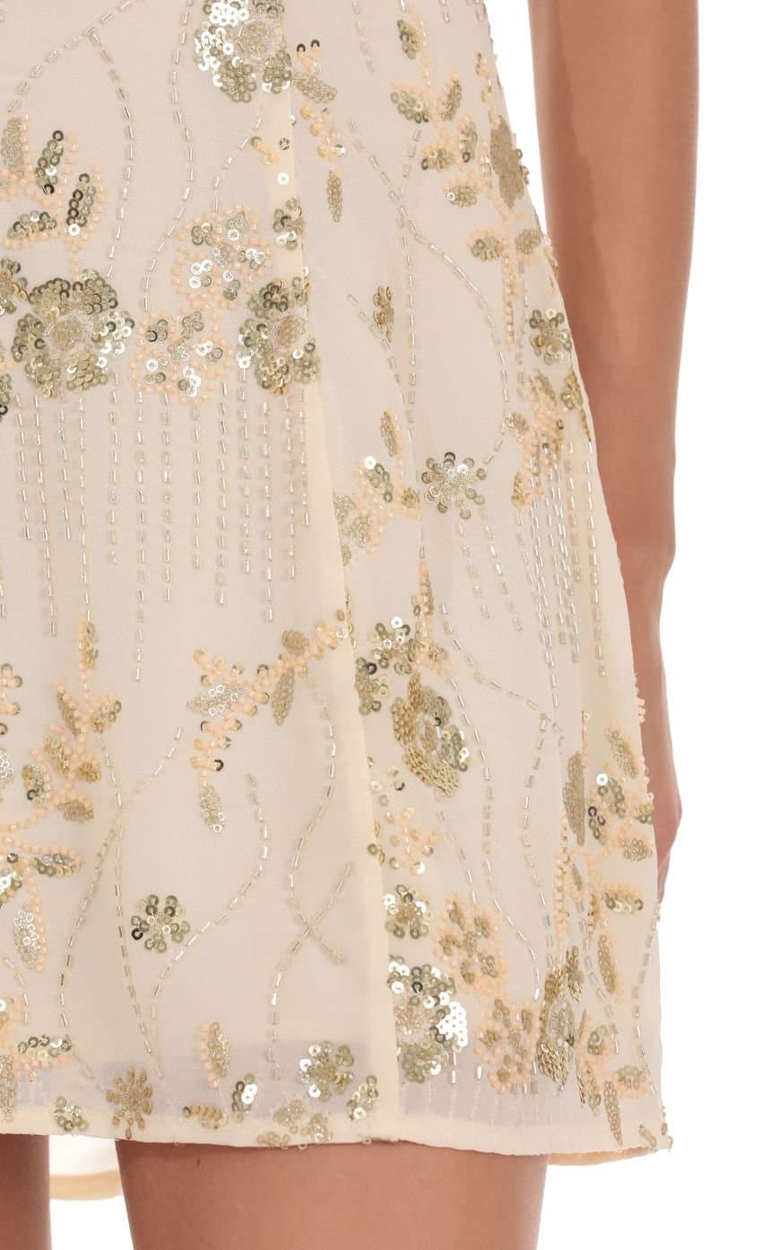 Gia Embellished Mini Dress in Cream