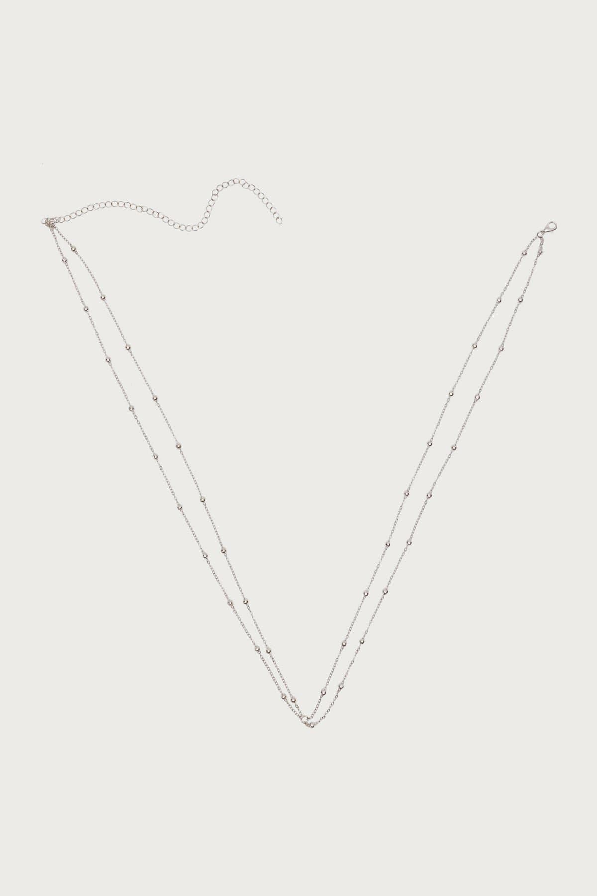 Bead Double Belly Chain - Adjustable Silver Tone Metal, 27.5 Inch Length