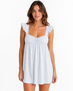Powder Blue Ruffle Babydoll Dress – Lace Trim Sleep & Lounge Dress