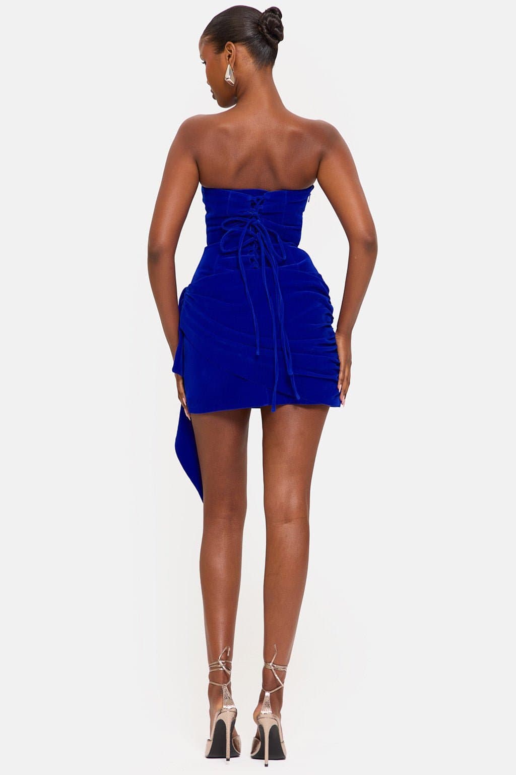 ROYALE Velvet Bandeau Drape Dress with Built-in Corset