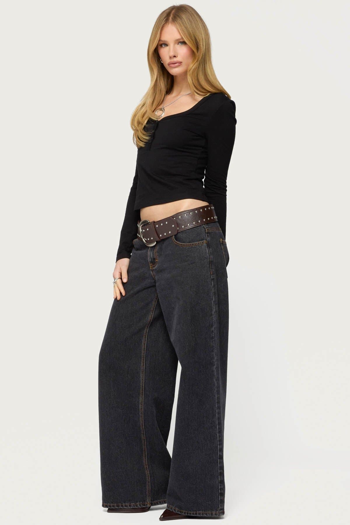 Leah Henley Top - Long Sleeve Cotton Polyester Spandex Button Front Women's Shirt