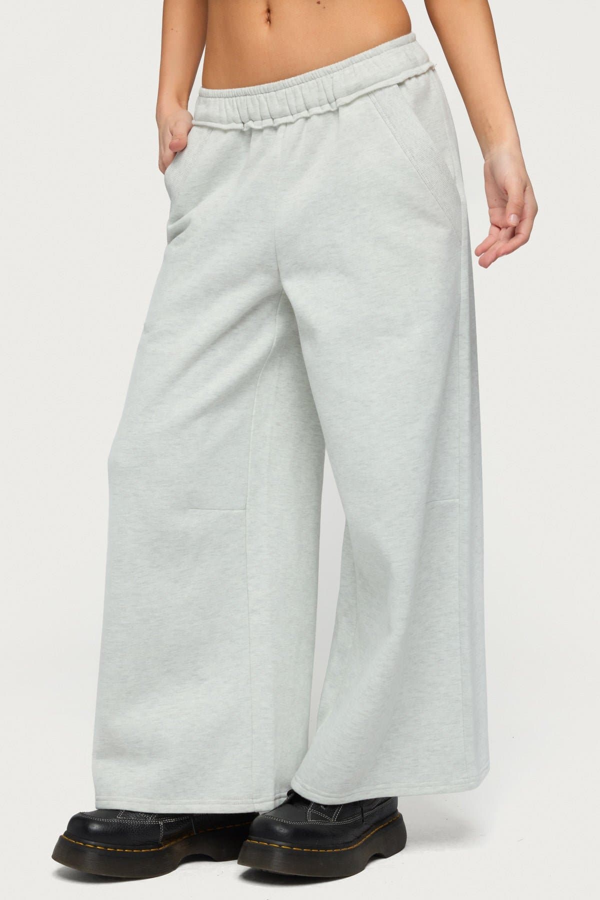 Petite Kori Oversized Sweatpants - Polyester Cotton Raw Hem Elastic Waistband