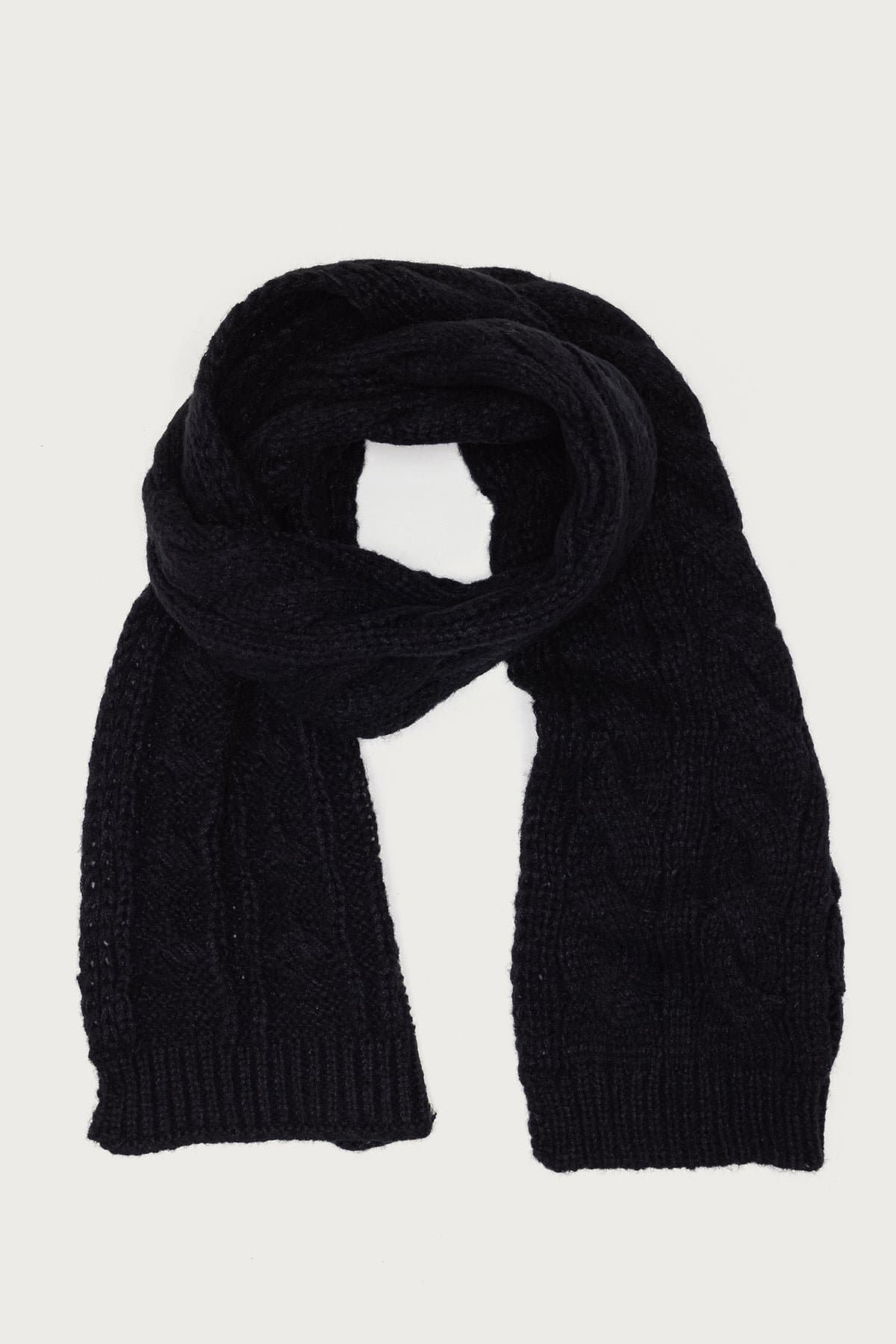 Cable Knit Scarf - Cotton Spandex Blend, 63.8" Length x 9.4" Width