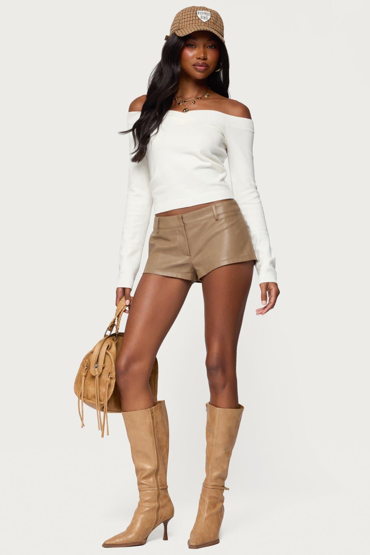 Melaney Faux Leather Micro Shorts - Polyurethane Rayon, Size S Inseam 1.6"