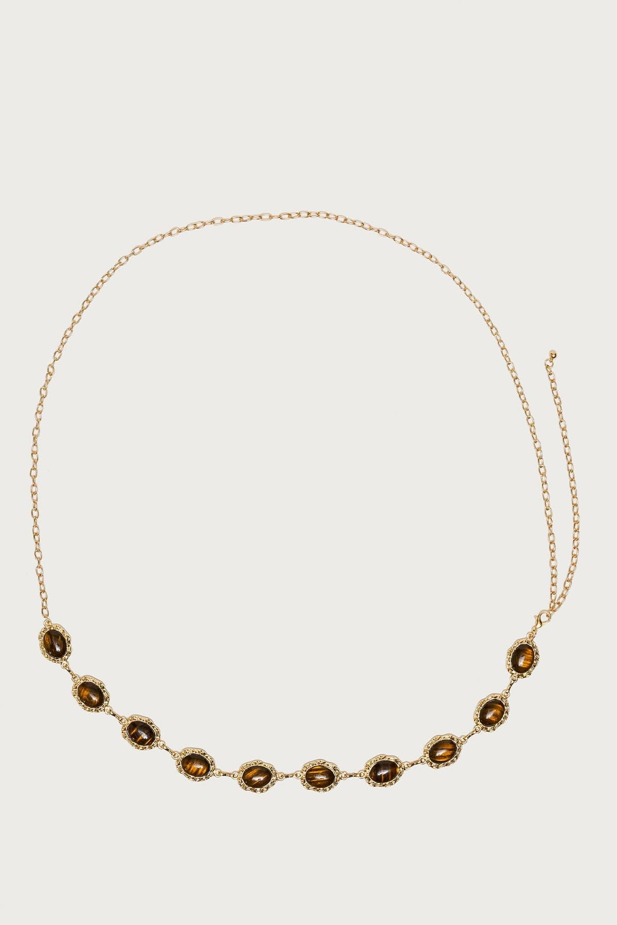 Textured Pendant Belly Chain with Stone Detailing Gold Tone 43.3 Inch