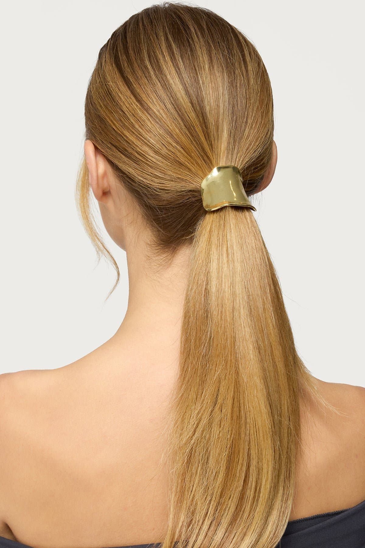 Abstract Cuff Hair Tie in Gold Tone Metal - 1.7 Inch Length