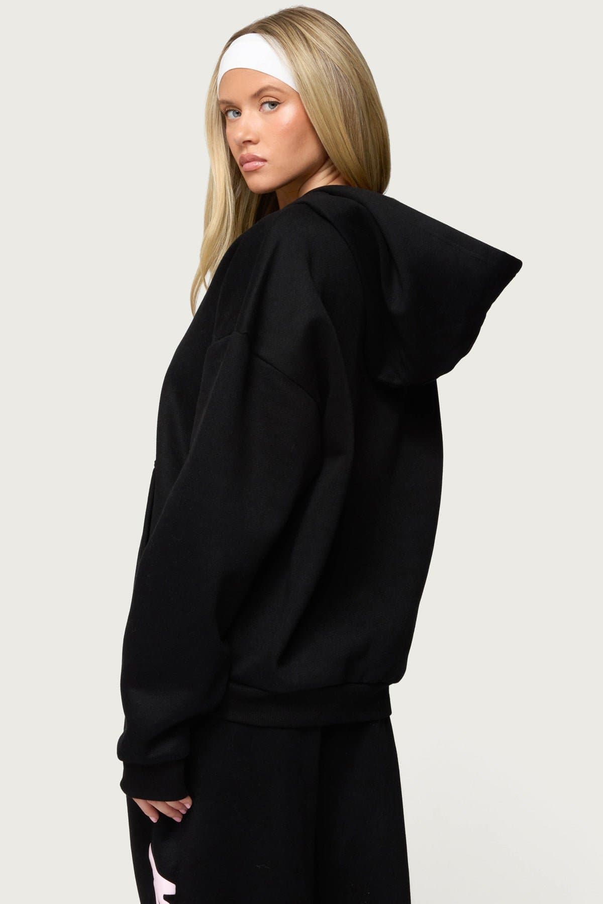 Edikted Star Graphic Hoodie - Polyester Cotton Spandex Unisex