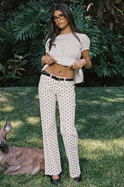 Romily Polka Dot Low Rise Straight Leg Jeans - Stretch Denim Cotton Polyester Spandex