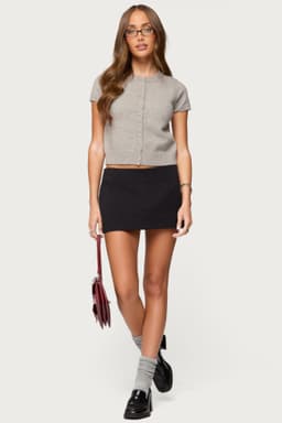 Monrow Micro Skort 100% Cotton Back Zip Closure
