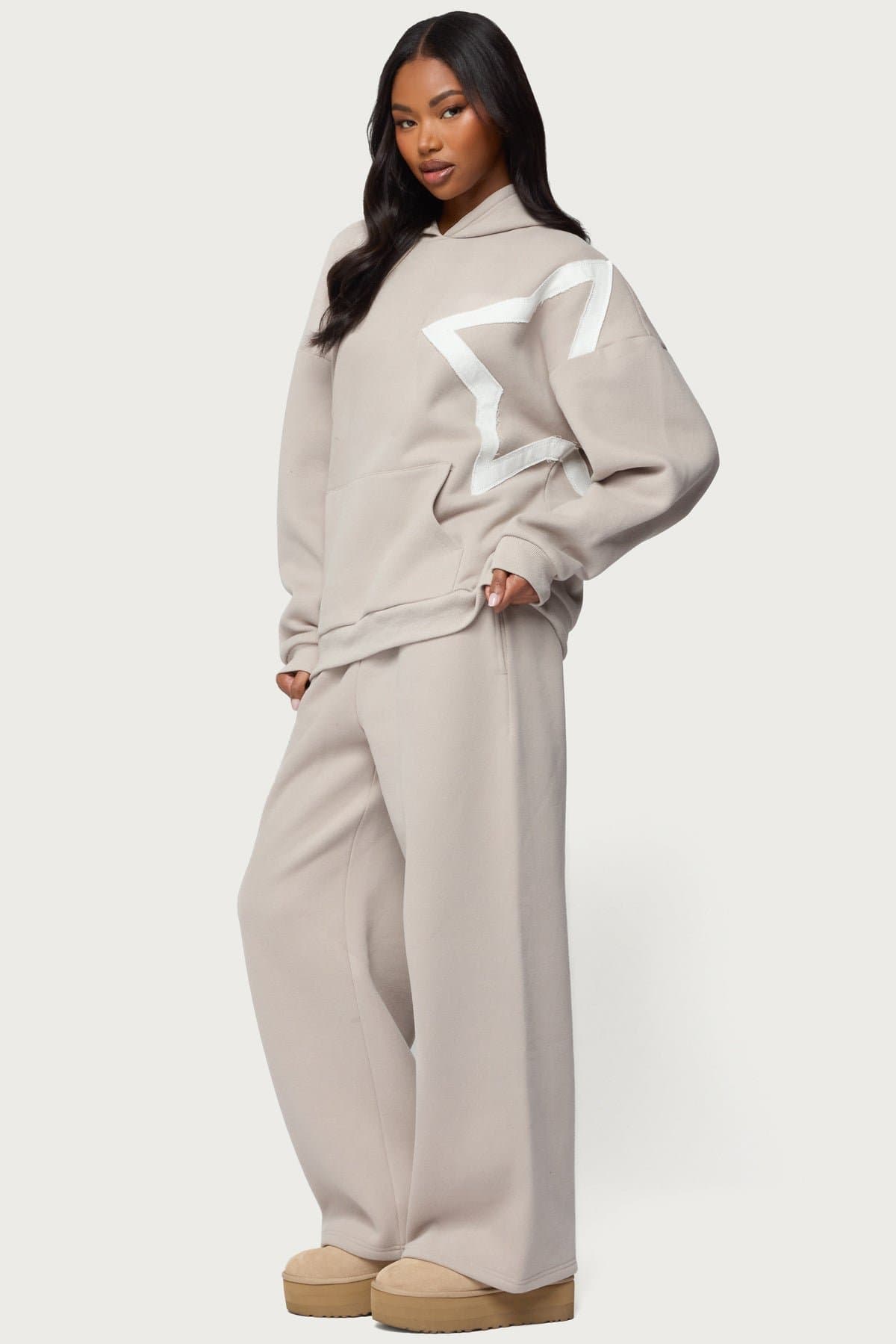 Starly Oversized Hoodie - Polyester Cotton Blend with Large Star Patch