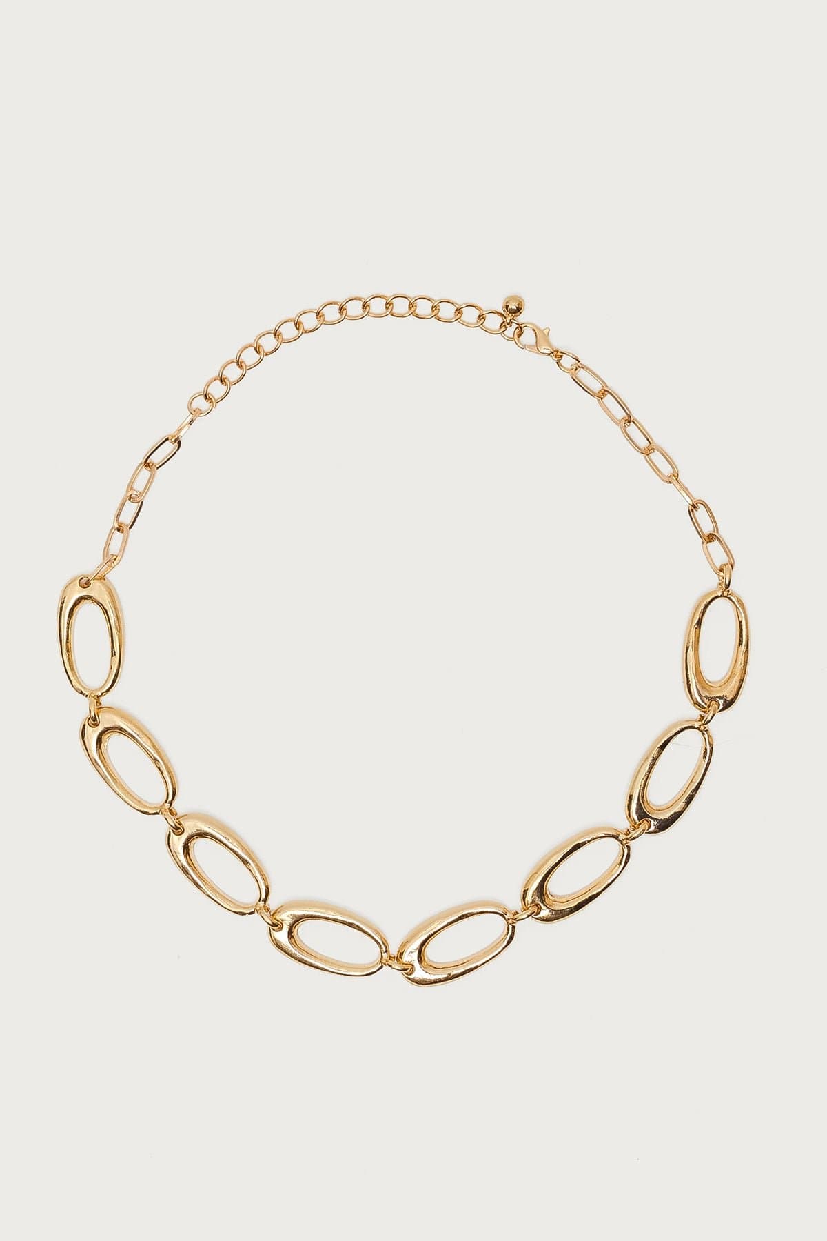 Oval Chain Necklace Gold Tone Metal 13.8 Inch Length
