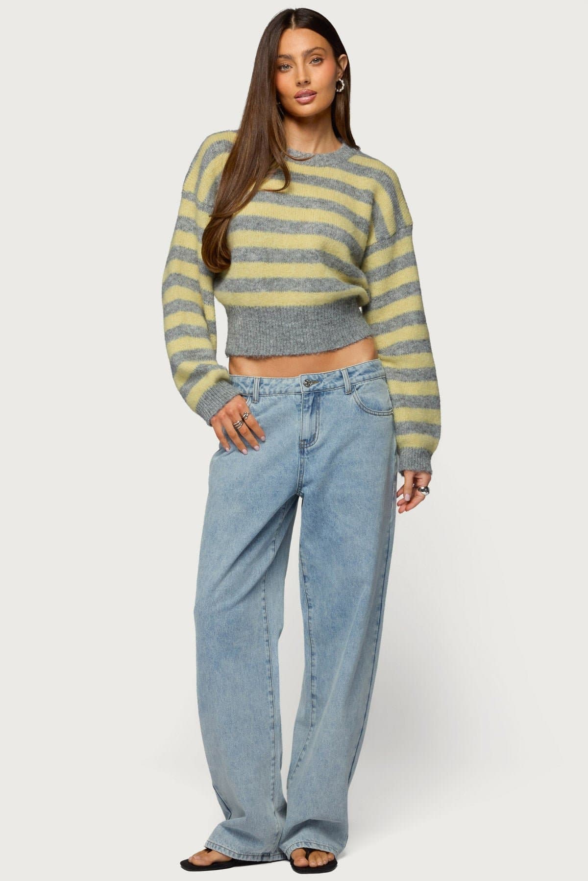 Dalina Washed Low Rise Baggy Jeans - 100% Cotton Rigid Denim