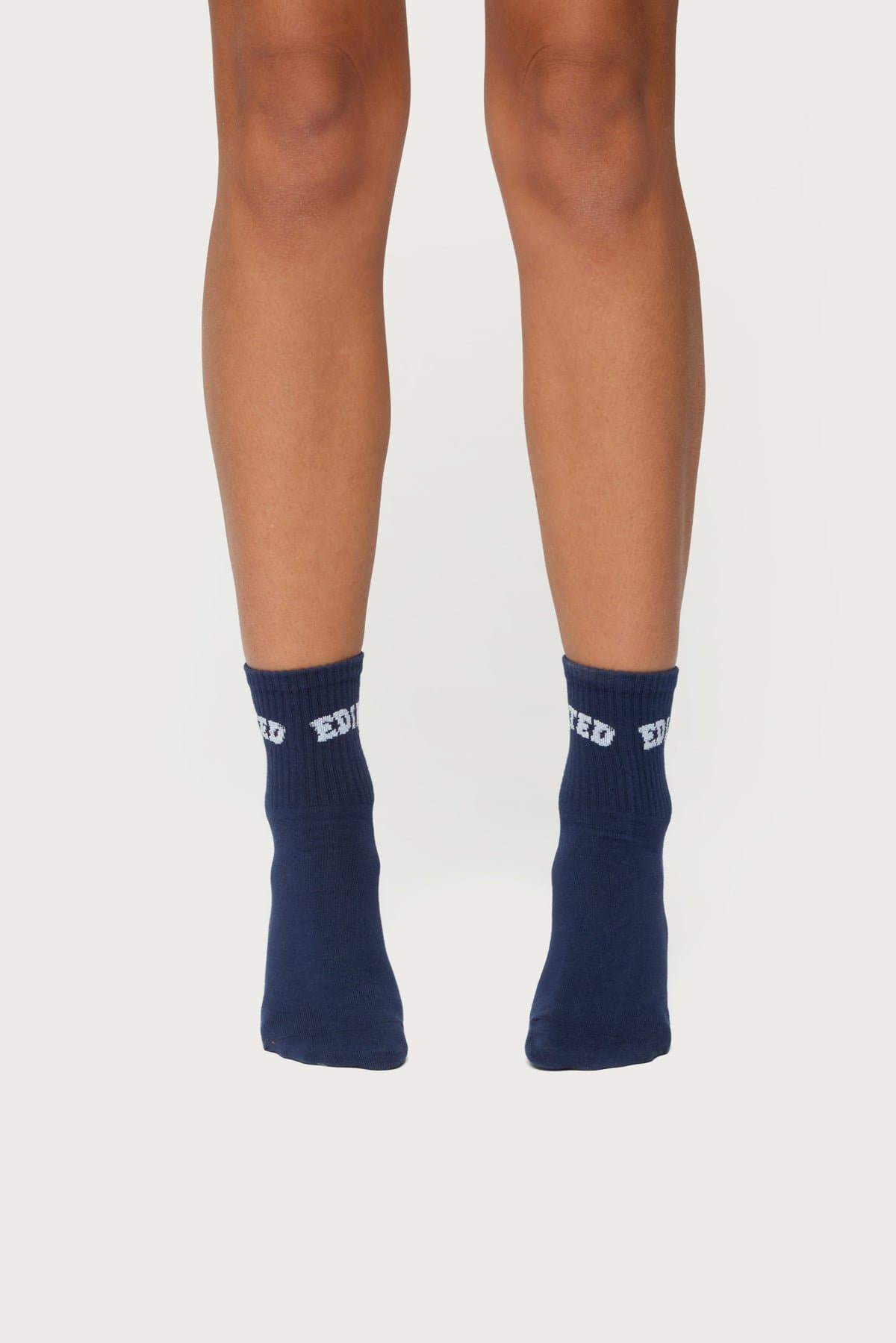 Edikted Ribbed Socks - Cotton Polyester Spandex Blend, 10.6 Inch Length