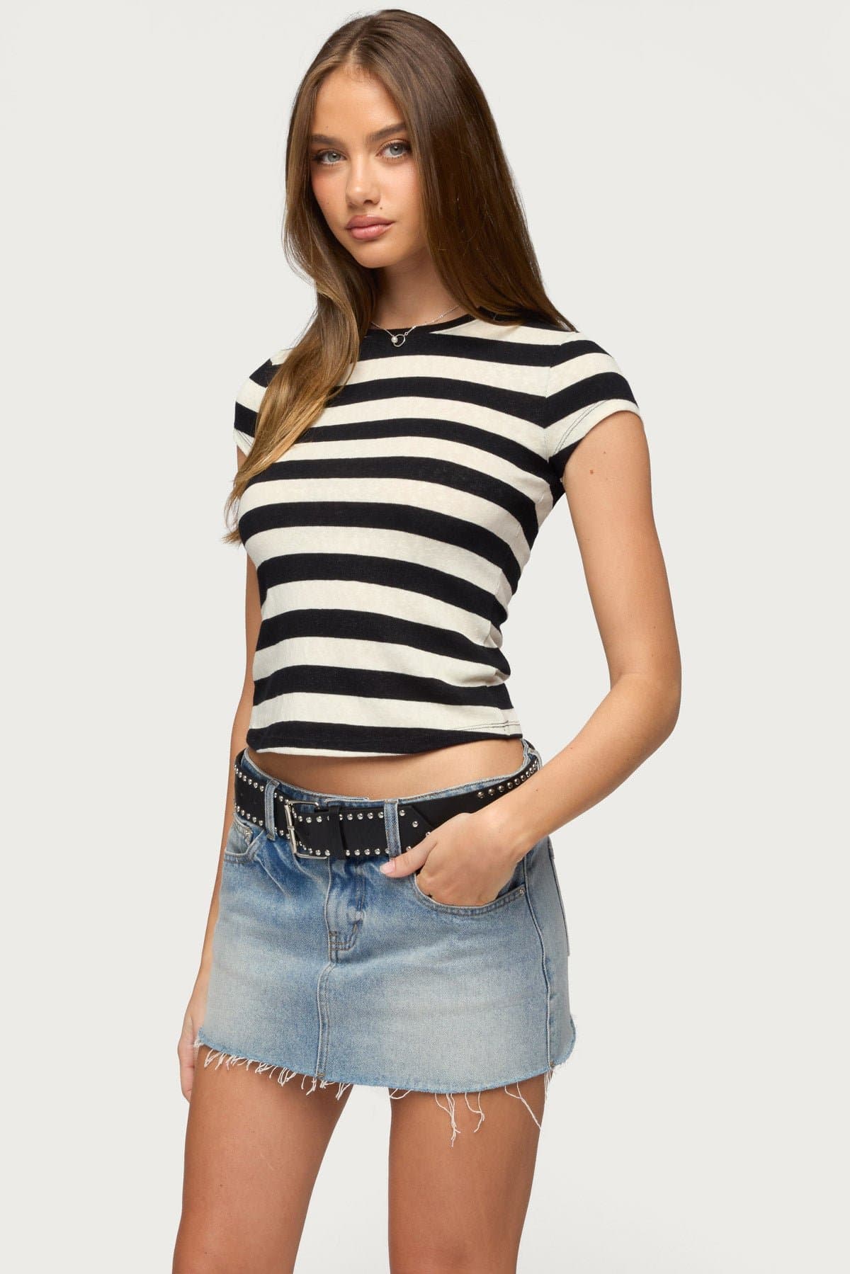Annabeth Striped Knit Top - Cotton Spandex Women's Casual Blouse Size S-XL
