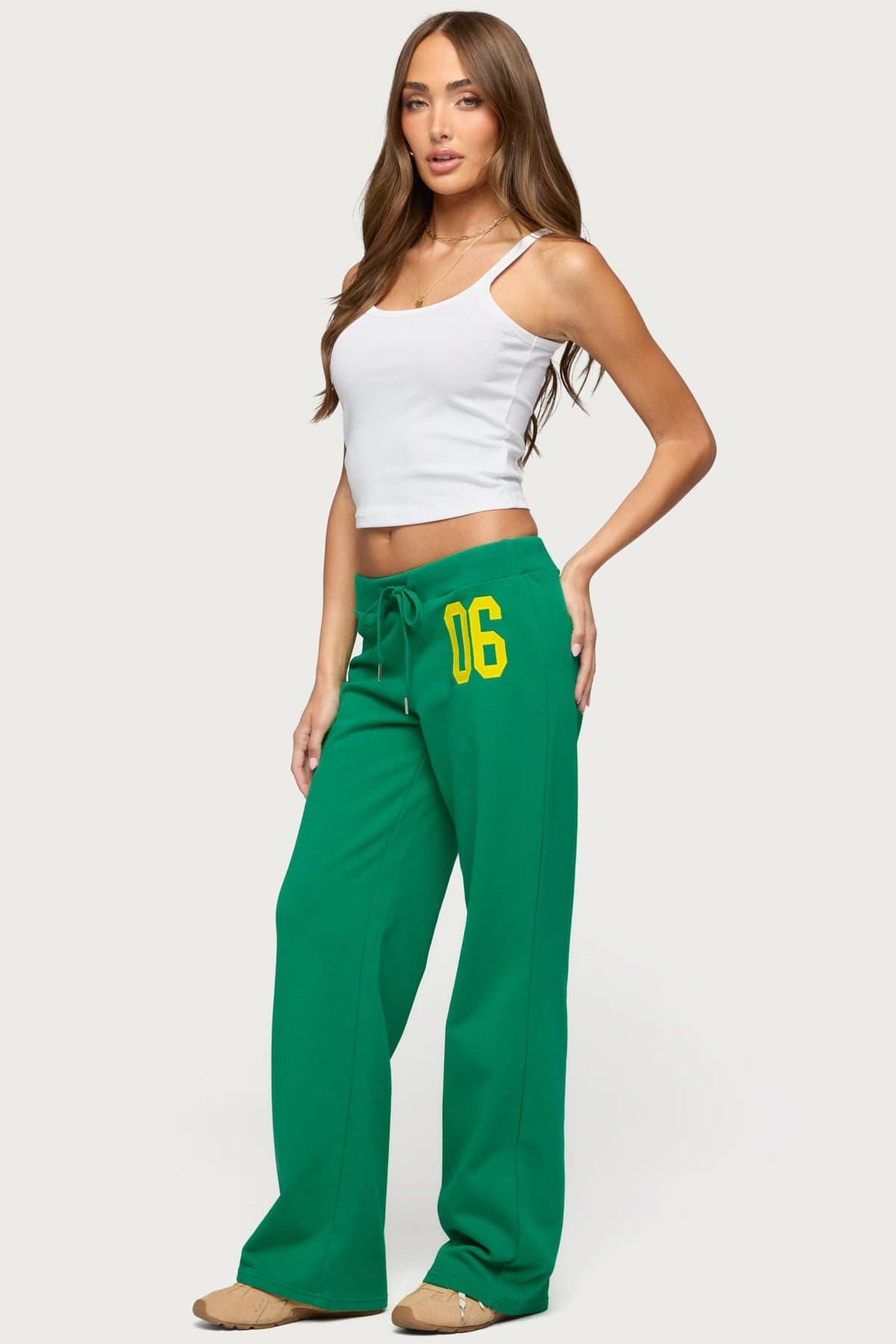 06 Sweatpants - Straight Leg Fit, Adjustable Tie Waist, Cotton Polyester