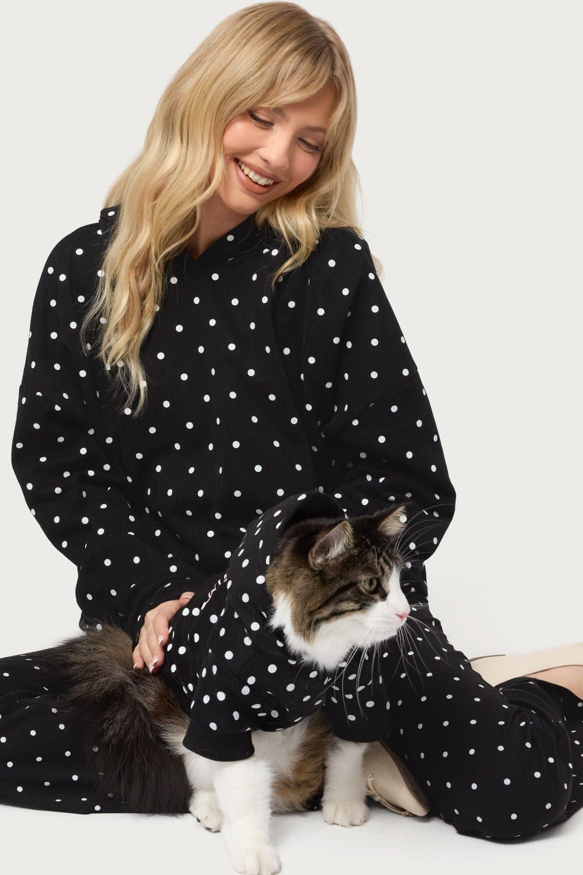 Chelsie Polka Dot Pet Hoodie - Edikted Graphic Polyester Cotton Rayon