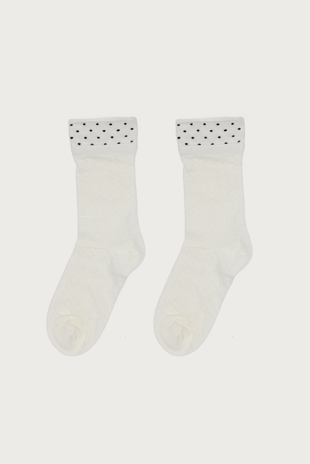 Pointelle Polka Dot Socks - Cotton Polyester Spandex Blend, 12.2 Inch Length