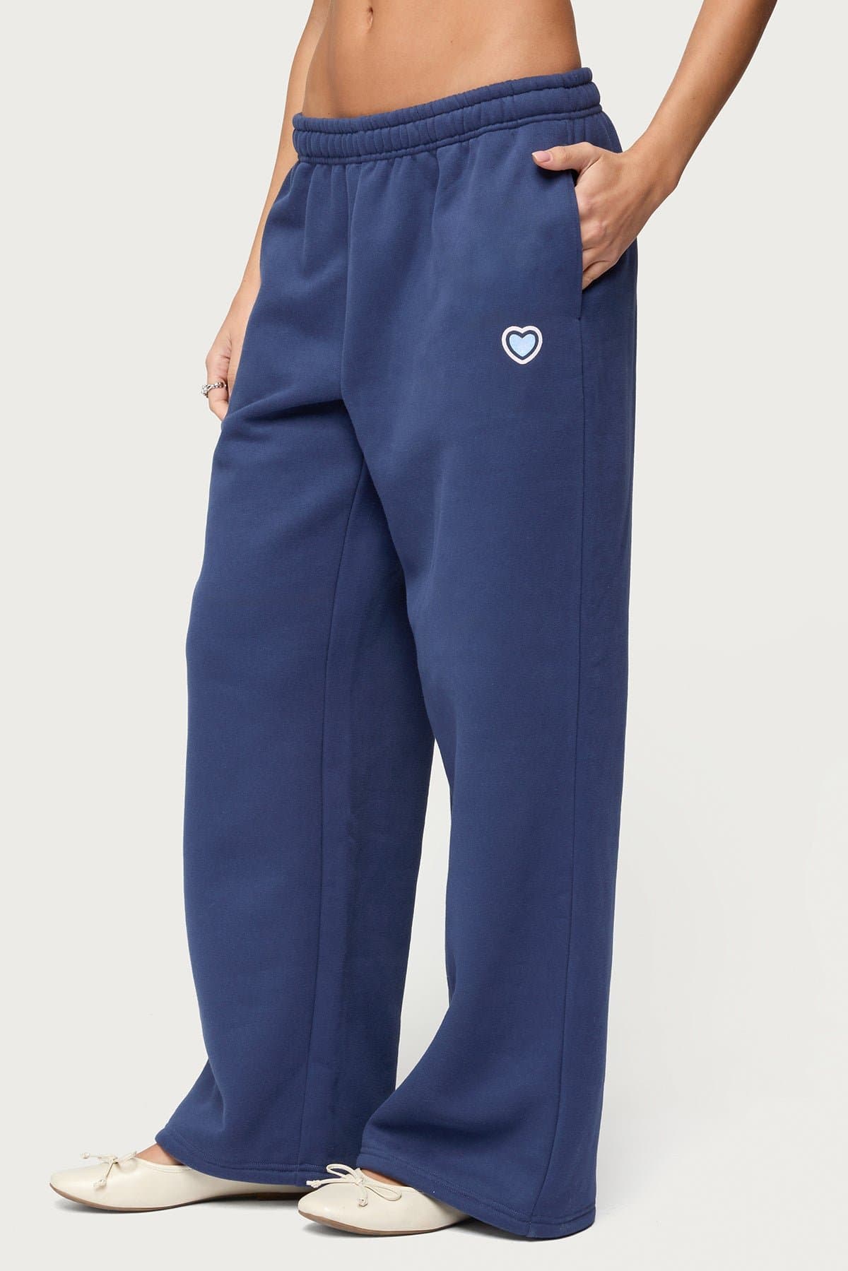 Glitter Girl Sweatpants - Straight Leg Cotton Polyester with Heart Graphic Print