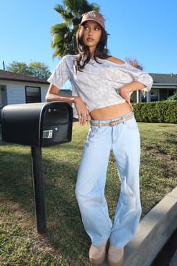 Davida Off Shoulder Camo Print Top - Cotton Spandex