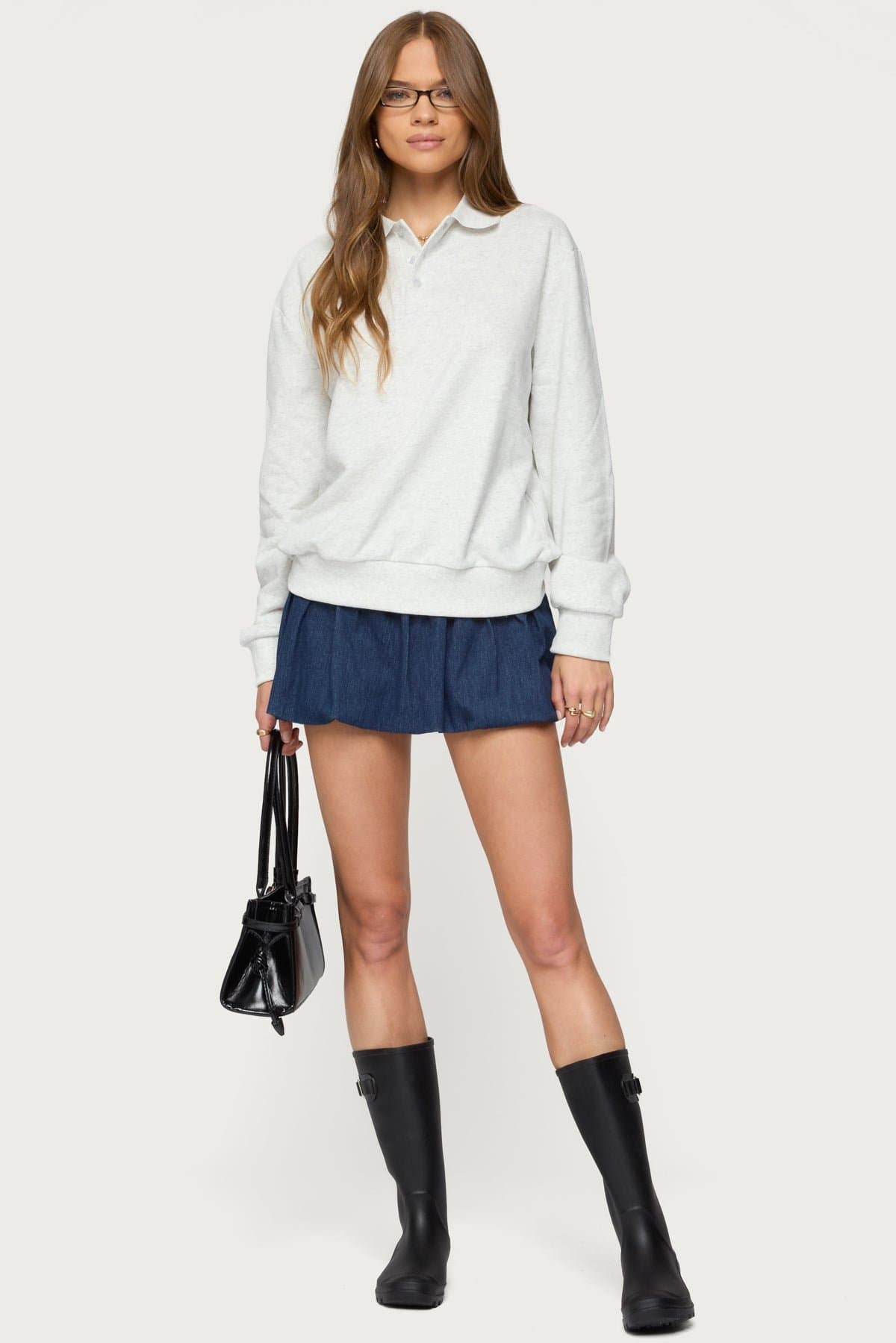 Scholar Oversized Polo Sweatshirt - Cotton Polyester Rugby Design