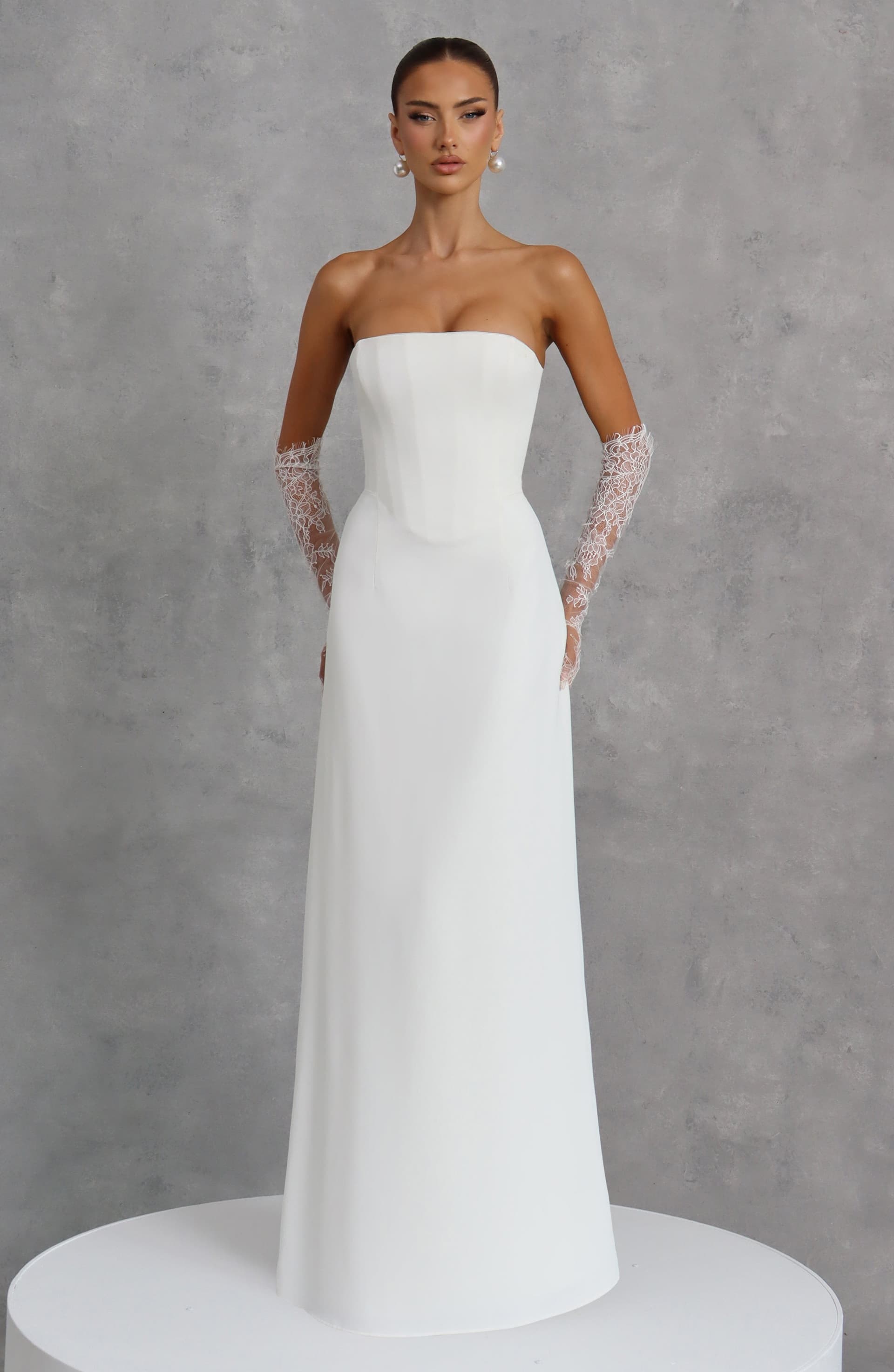 Irmina Maxi Dress in Ivory - Strapless Crepe Bridal Maxi Dress