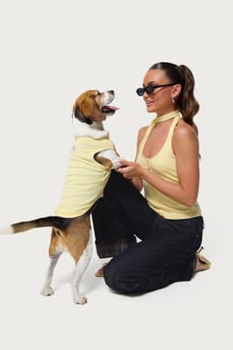 Pawfect Pet Tank Top with Contrast Scalloped Trim and Bow Detail