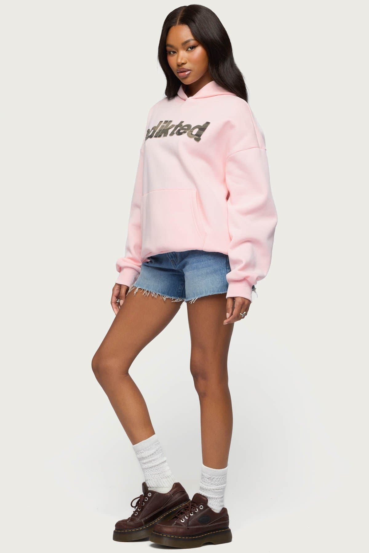 Camo Cutie Edikted Oversized Hoodie - Camo Graphic Polyester Cotton