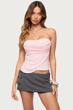 Darciee Strapless Draped Layered Top in Rayon Spandex