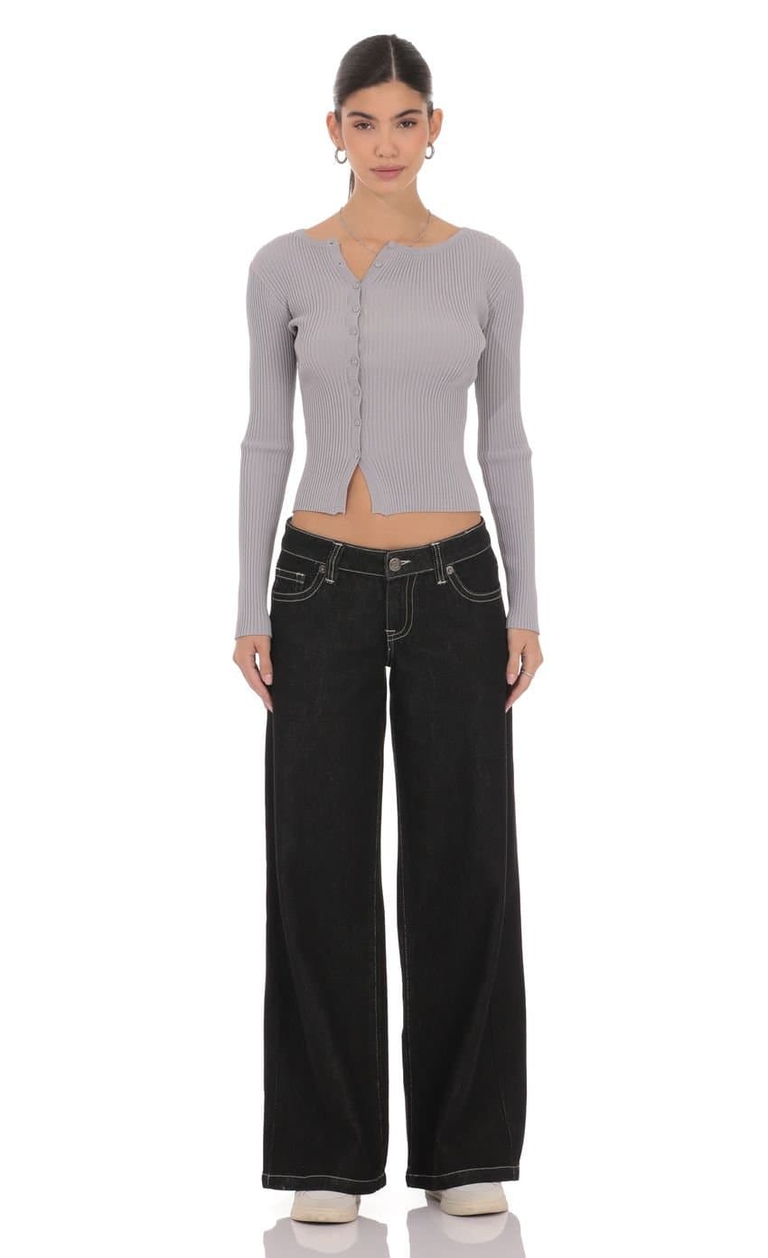 Low Rise Wide Leg Jeans in Black