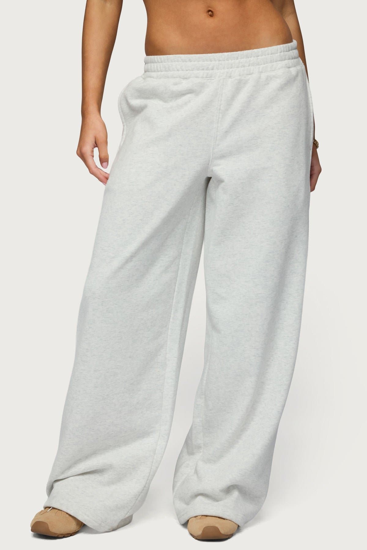 Jacie Wide Leg Sweatpants - Cotton Polyester Elastic Waistband Size S Inseam 31.1"