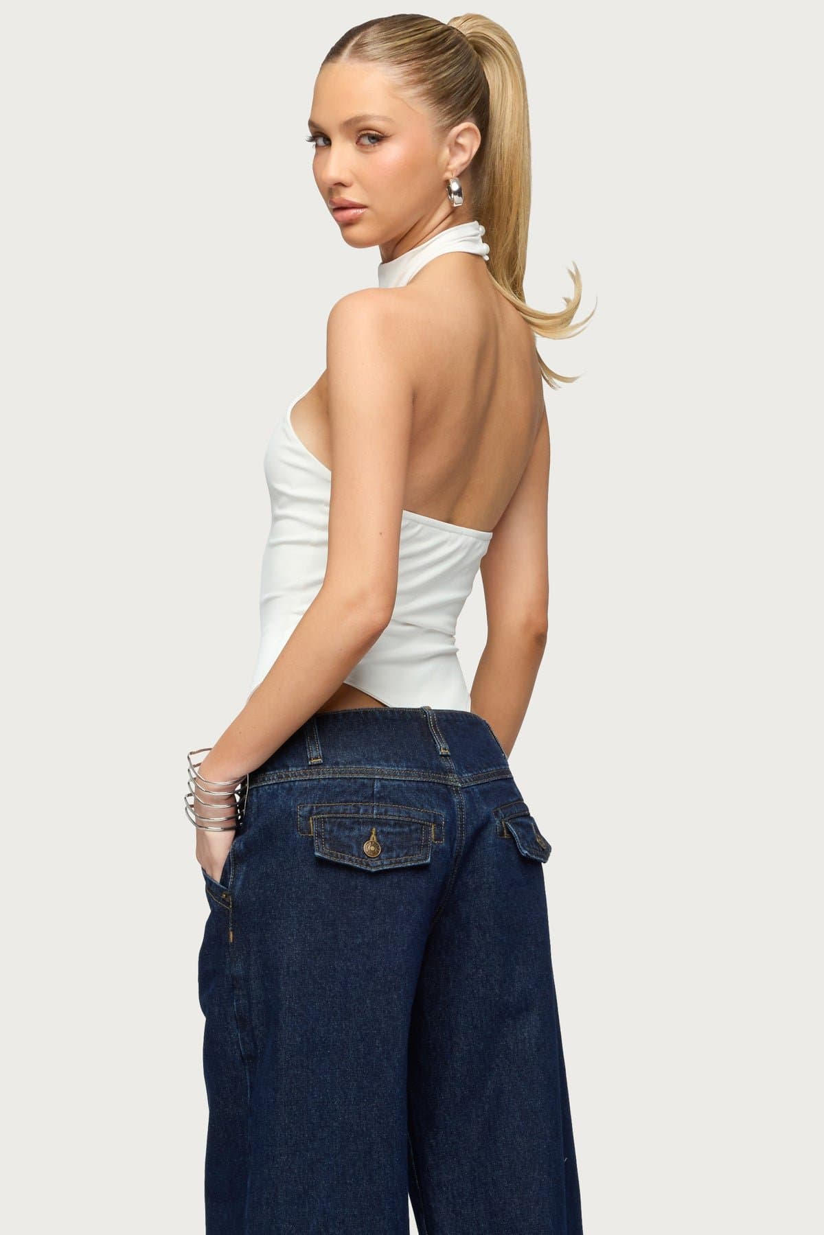 Jimana Halter Neck Bodysuit - Black Nylon Spandex High Cut Fit