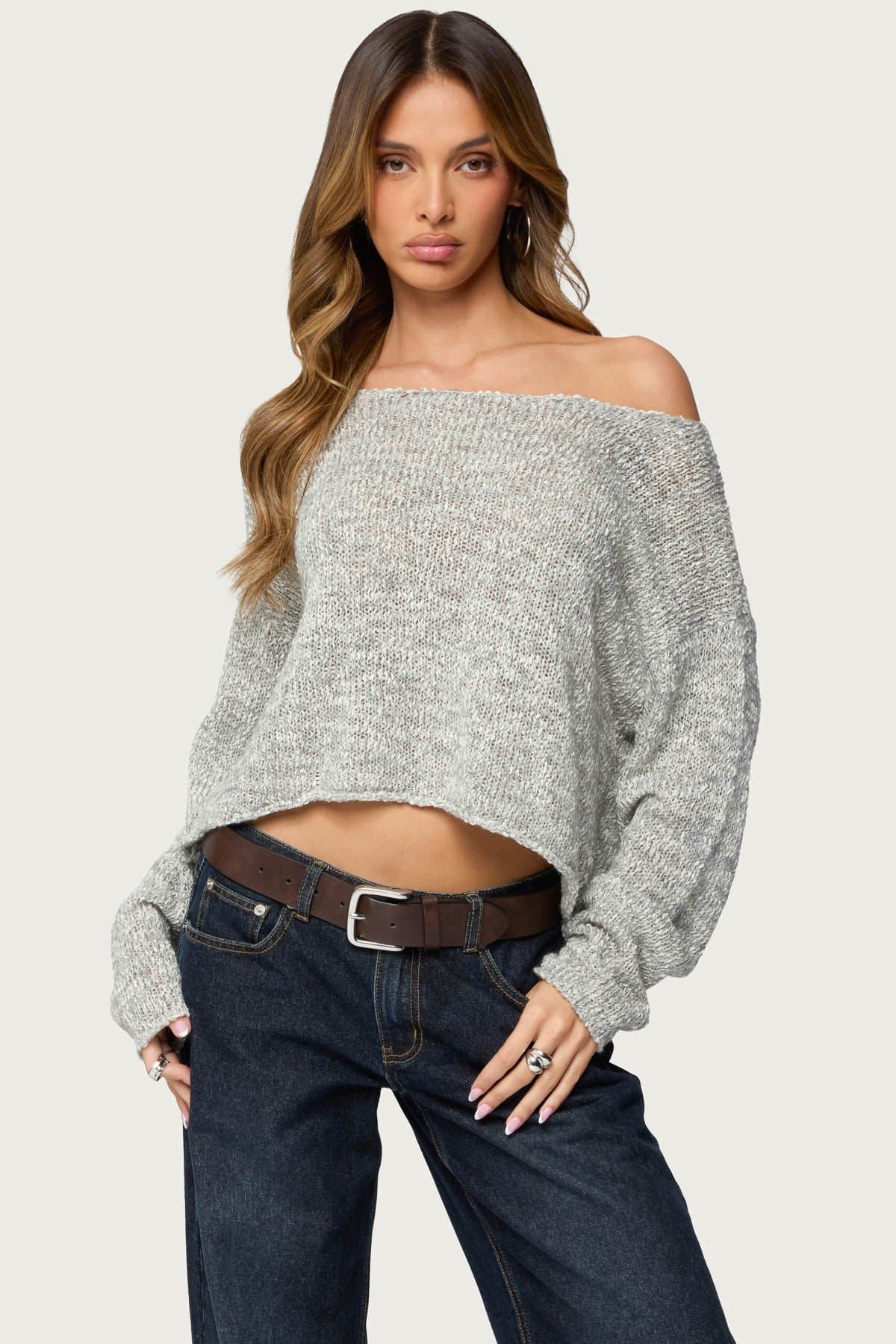 Florentina Off Shoulder Sweater Knit Acrylic Nylon