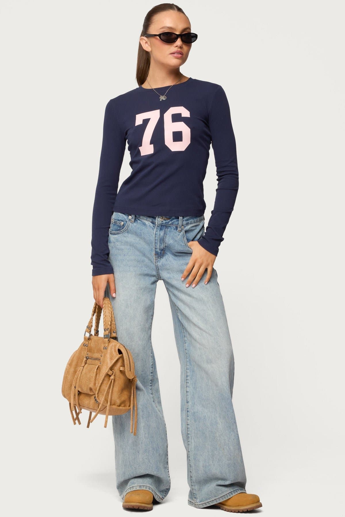 76 Long Sleeve Graphic T-Shirt - Cotton Spandex Unisex