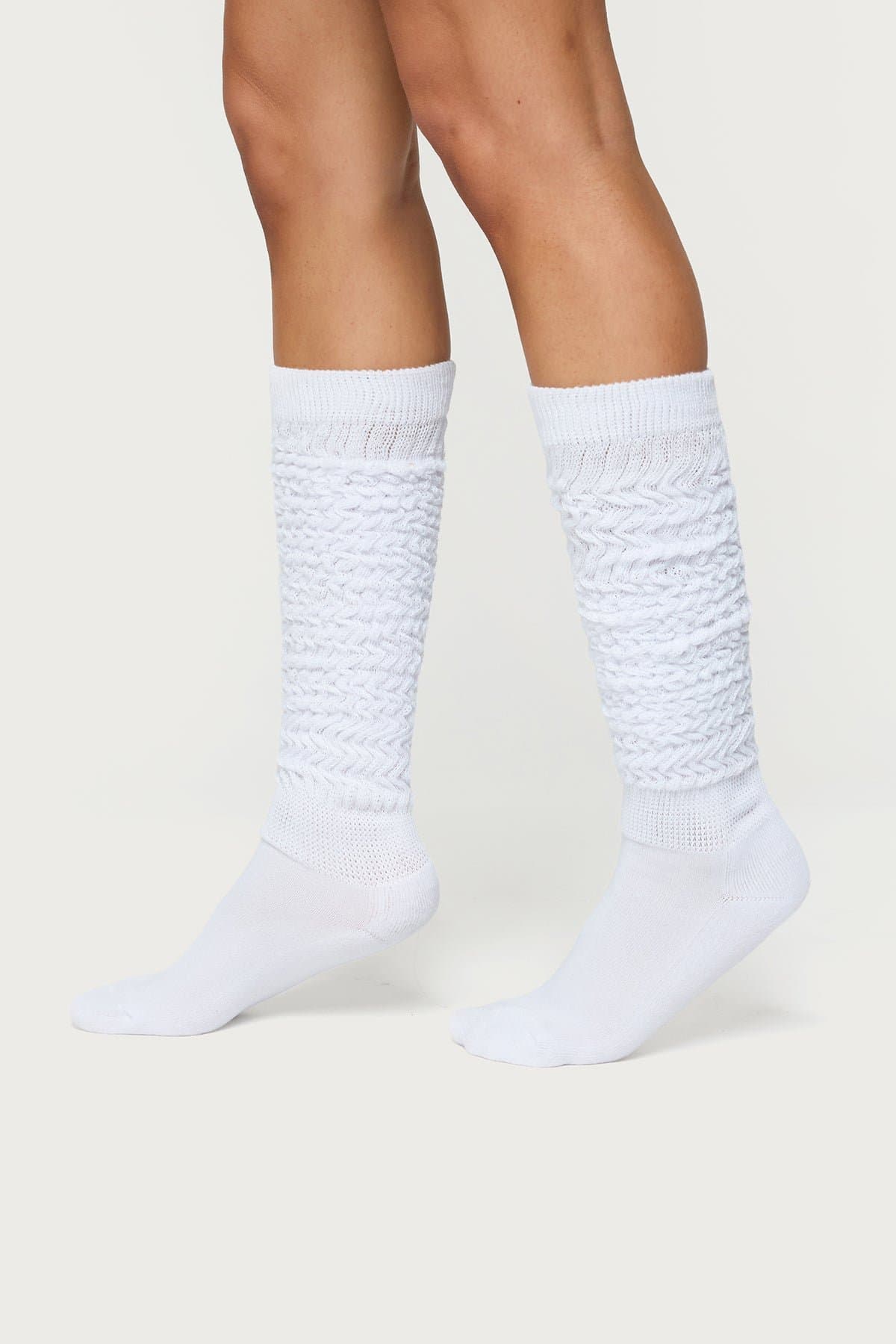 Knee High Scrunch Socks - Ribbed Knit Polyester Acrylic 29.5 Inch Length