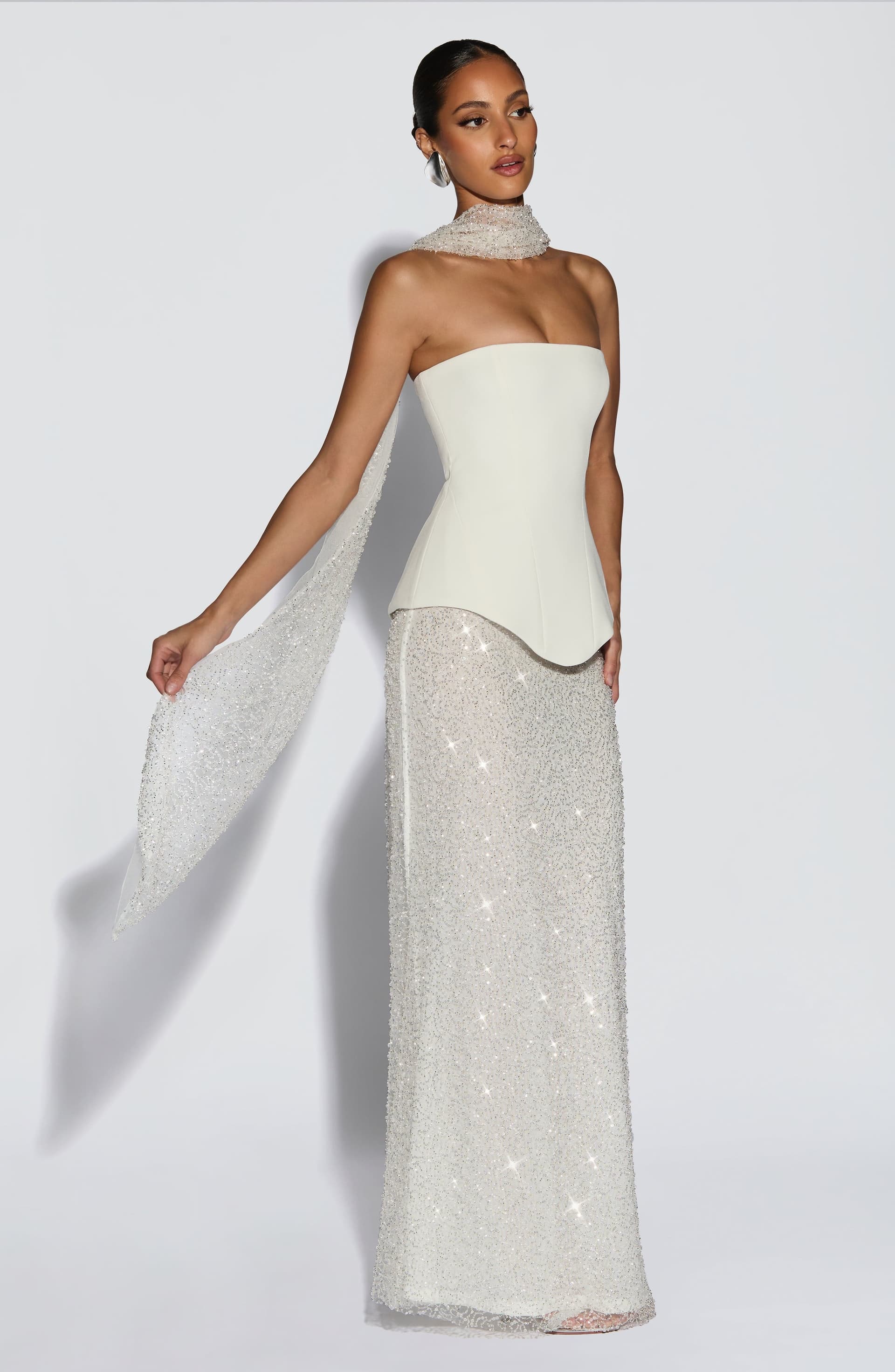 Oakley Corset Ivory Longline Structured Bodice Non-Stretch Crepe