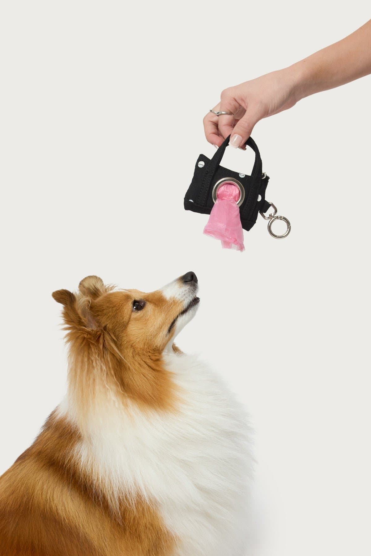 Tidy Tote Poop Bag Holder - Micro Purse Design with Polka Dot Cotton Plastic Metal