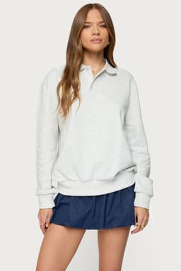 Scholar Oversized Polo Sweatshirt - Cotton Polyester Rugby Design