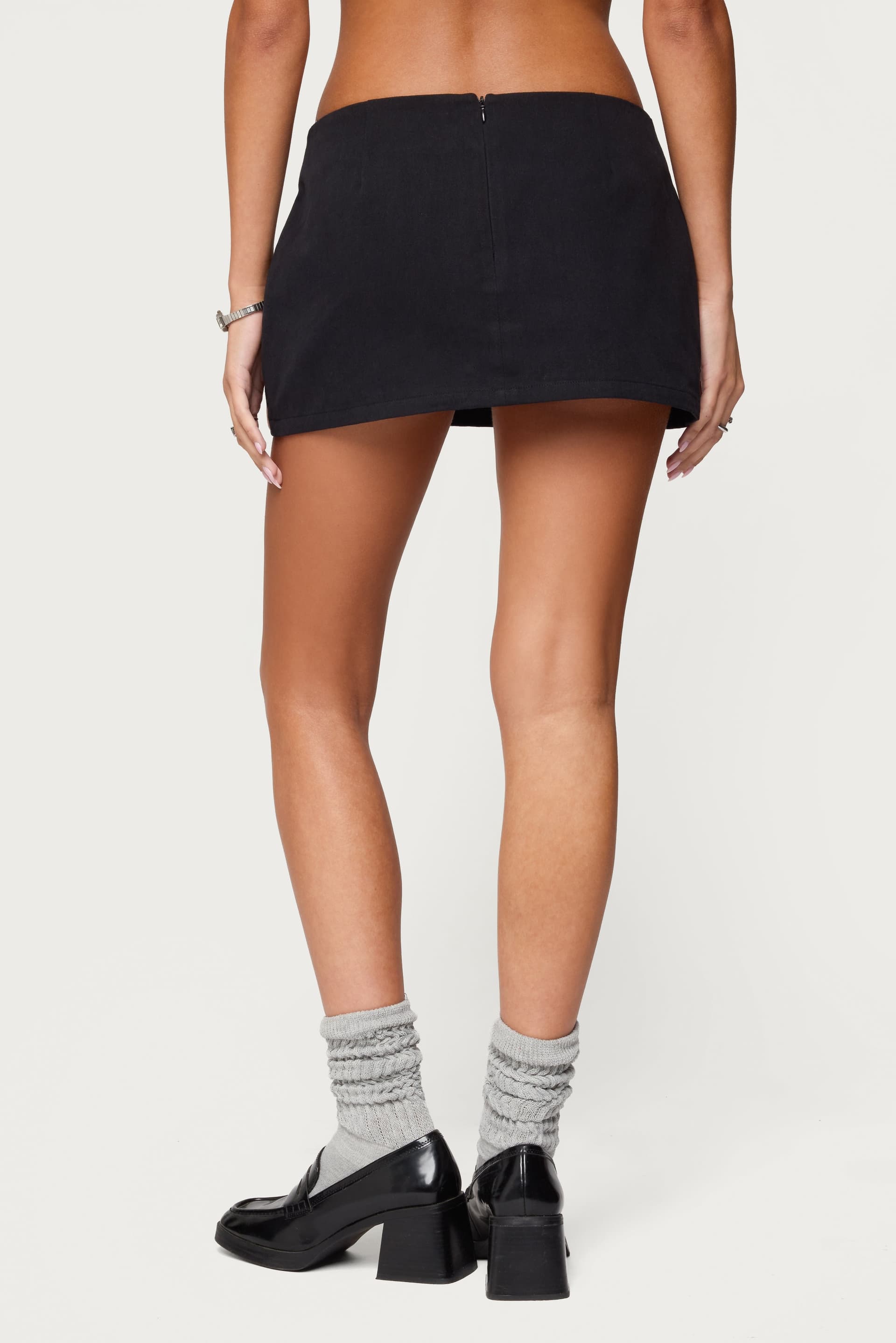 Monrow Micro Skort 100% Cotton Back Zip Closure