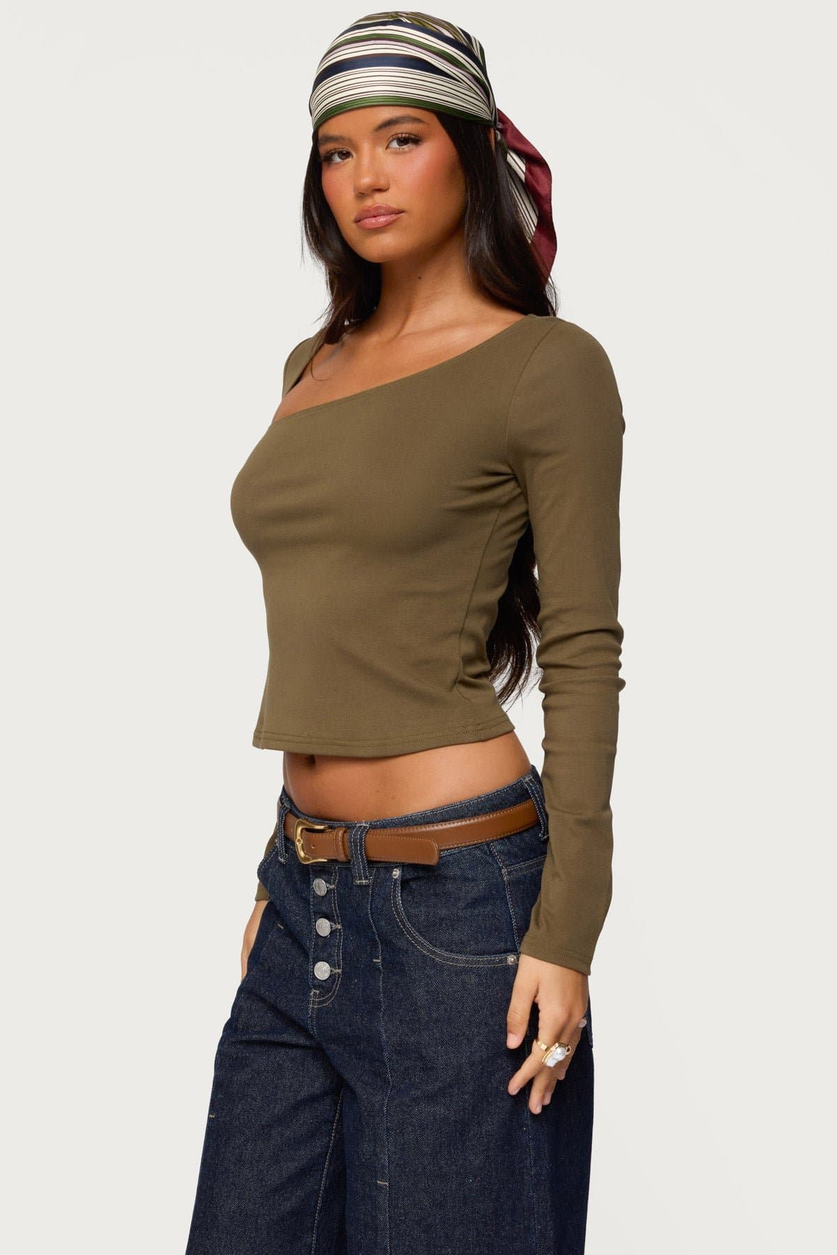 Rion Asymmetric Long Sleeve Top in Rayon Spandex - Women's Clothing