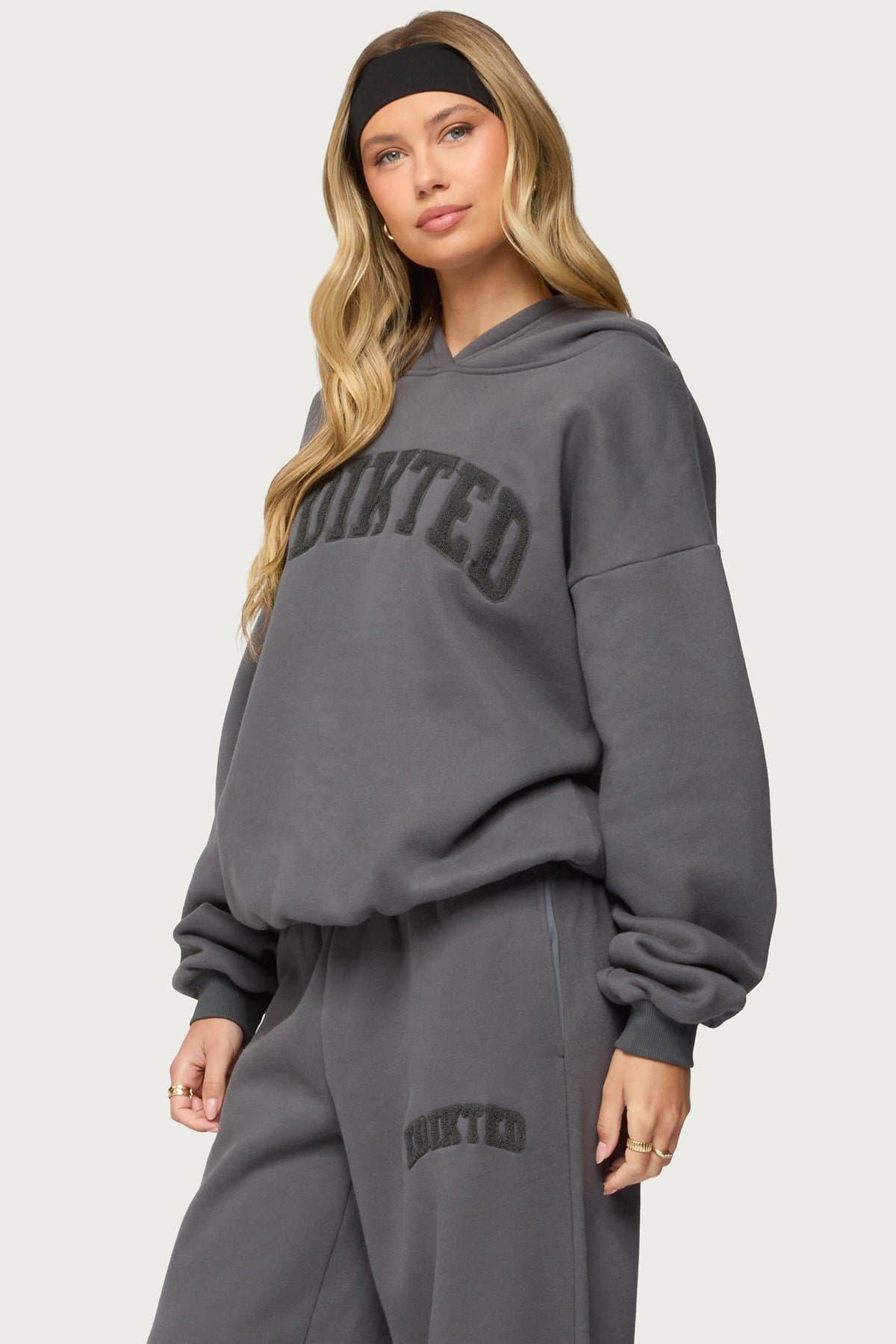 Edikted To You Oversized Hoodie - Polyester Cotton Embroidered Graphic