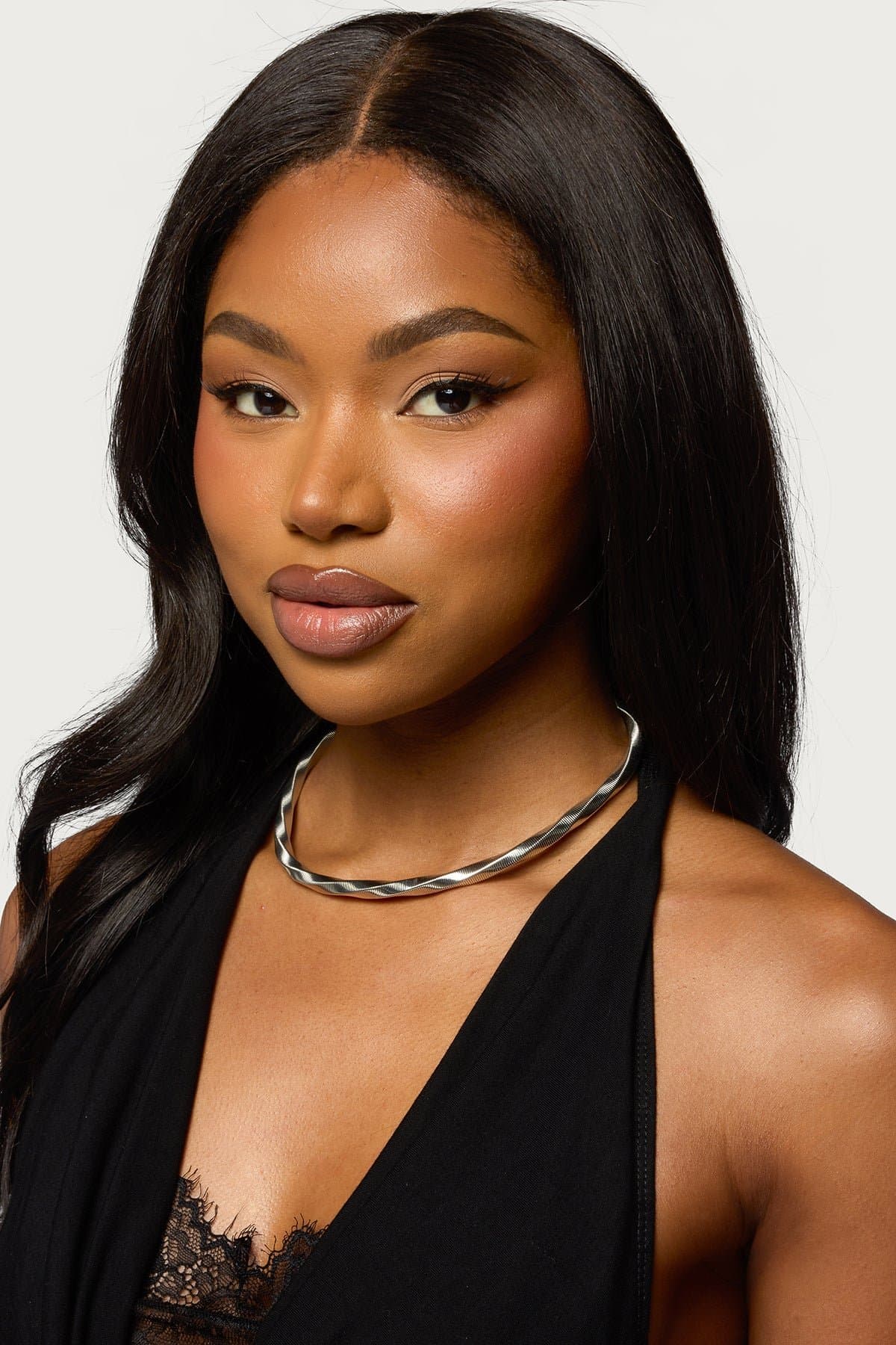 Twisted Necklace Silver Tone Metal 16.1 Inch Length