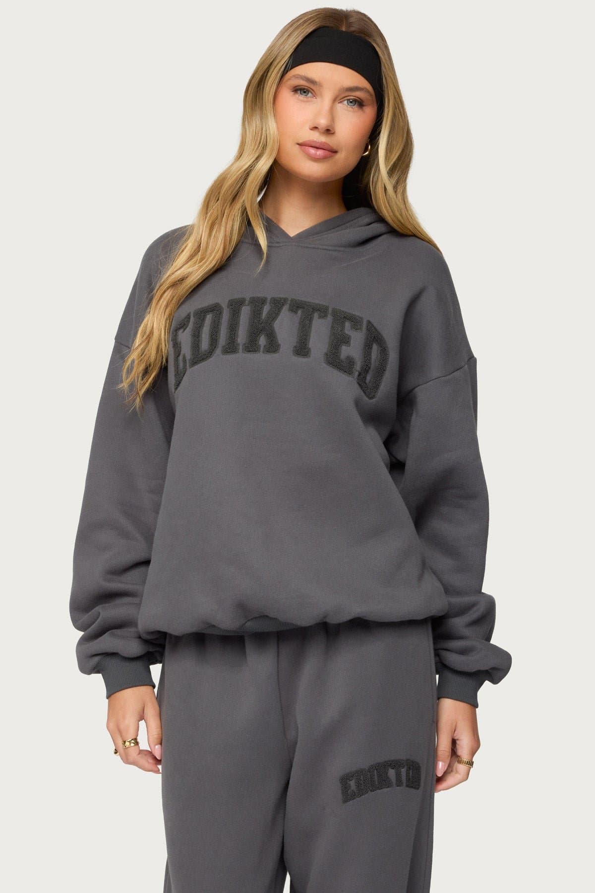 Edikted To You Oversized Hoodie - Polyester Cotton Embroidered Graphic
