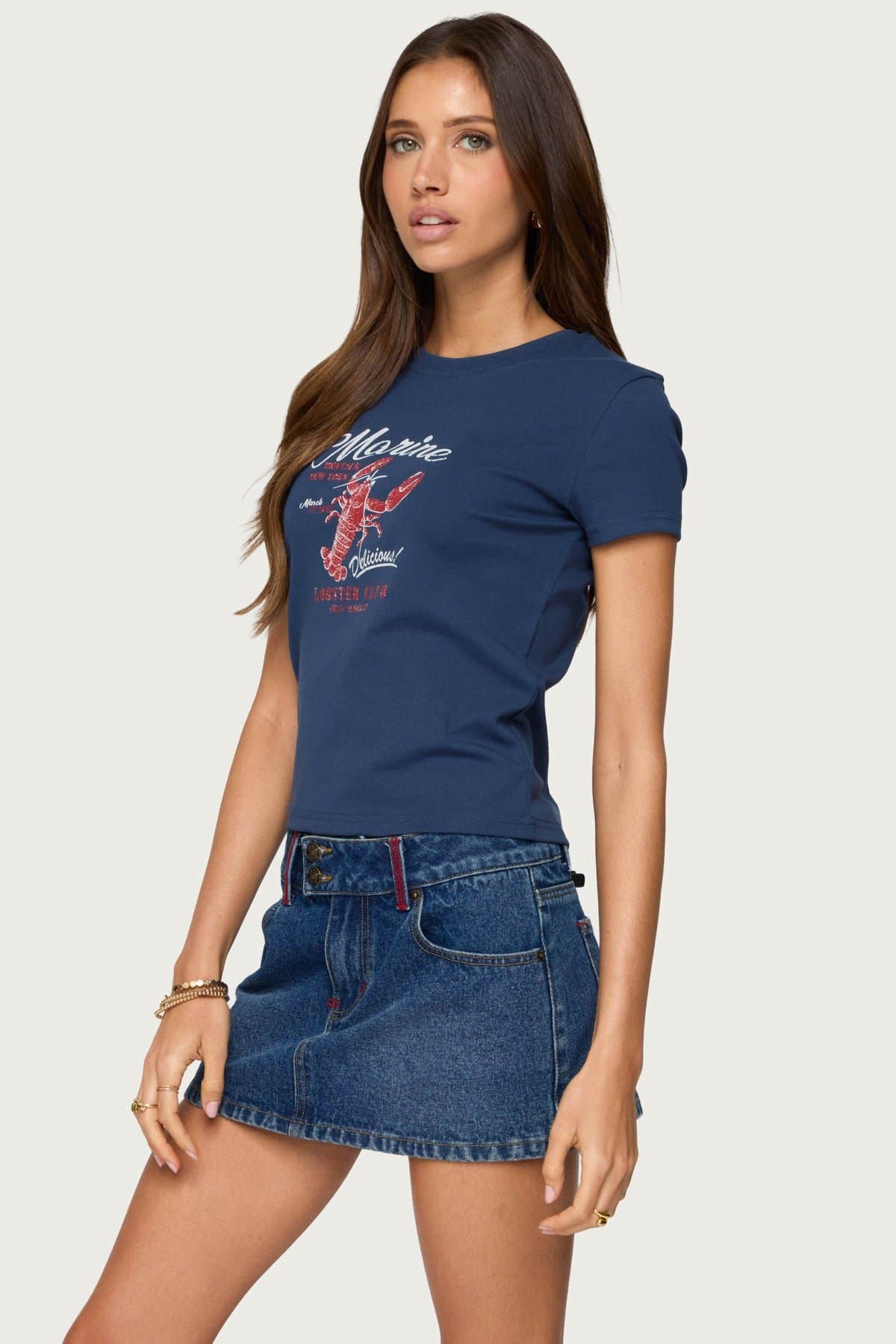 Lobster Club T-Shirt with Marine Graphic Print, Cotton Spandex Unisex