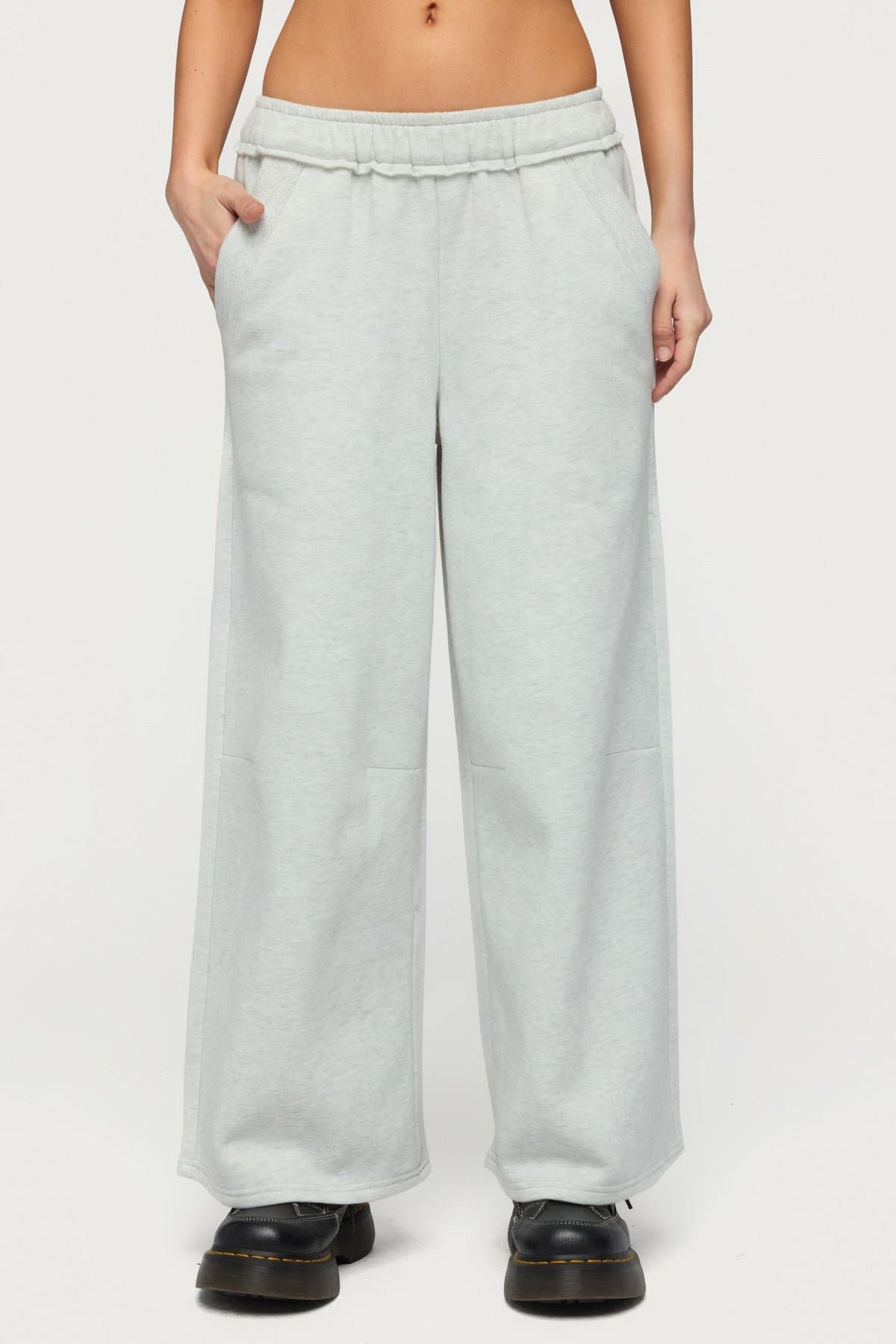 Petite Kori Oversized Sweatpants - Polyester Cotton Raw Hem Elastic Waistband