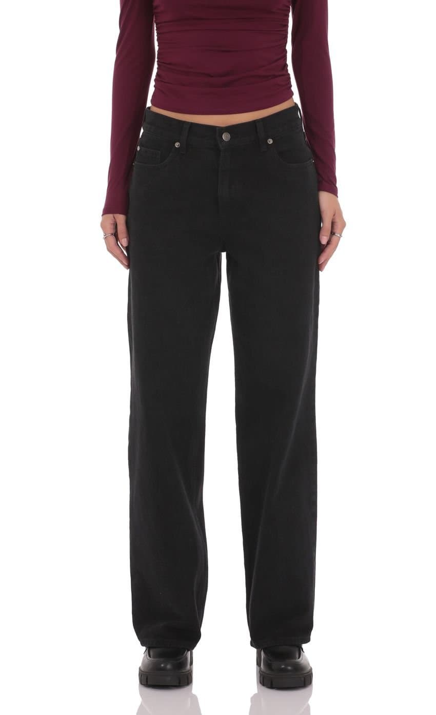 Mid Rise Baggy Jeans in Black
